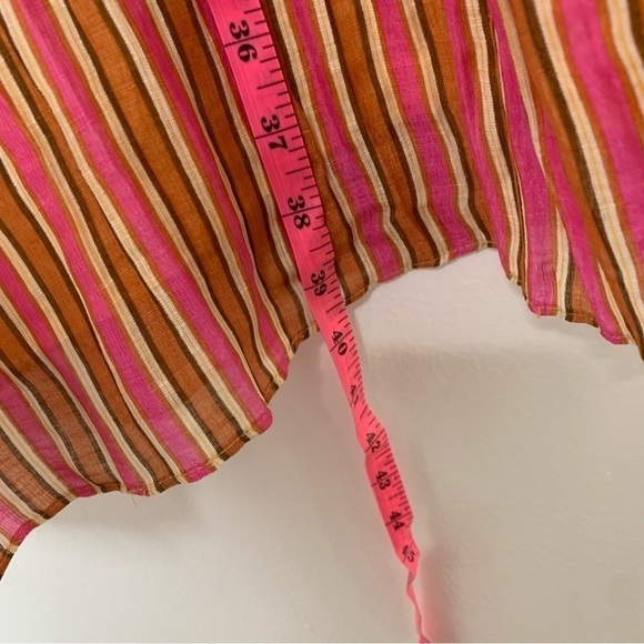 Tory Burch pink orange stripe linen silk sleeveless dress - Picture 6 of 11